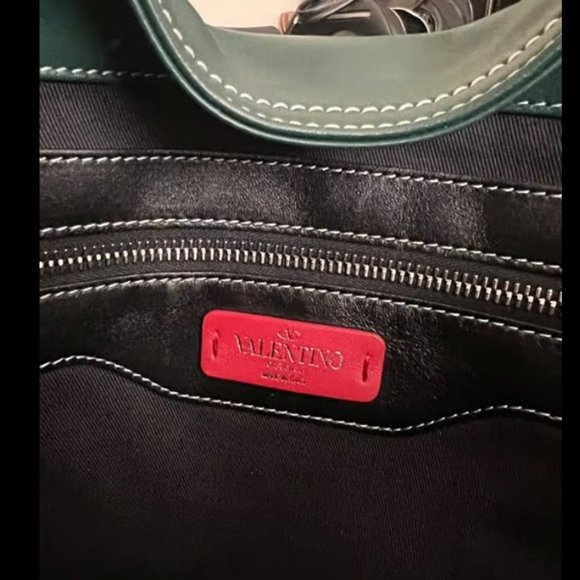 Valentino Green & Ivory Soft Leather XL Handbag Tote - Picture 2 of 4